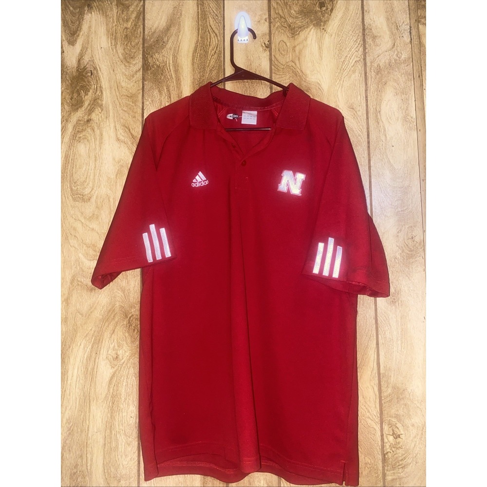 Nebraska Cornhuskers Adidas Climacool‎ Golf/Polo Shirt Red Large